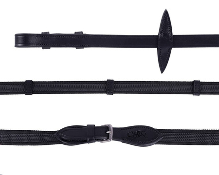 Wodze podgumowane ze stoperami black Full QHP