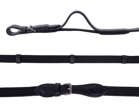 Wodze elastyczne parciane 15mm black PONY QHP