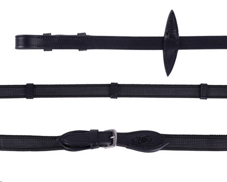 Wodze podgumowane ze stoperami black Shetty QHP