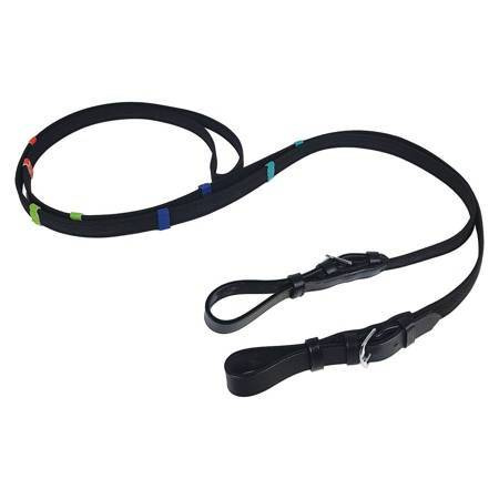 Wodze gumowe czarne z kolorowymi stoperami YORK