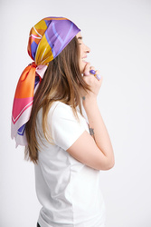 Apaszka jedwabna pomarańcz/róż/fi LOVE LIKE HORSES