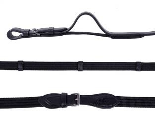 Wodze elastyczne parciane 15mm black PONY QHP